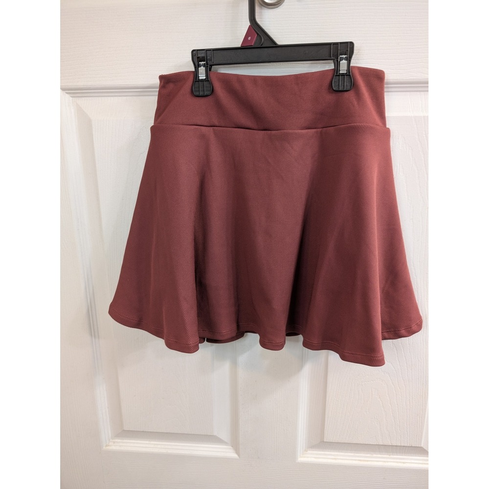 LaBiz Ribbed Skater Skort Rust Red High Waist Athletic Mini - Size‎ S